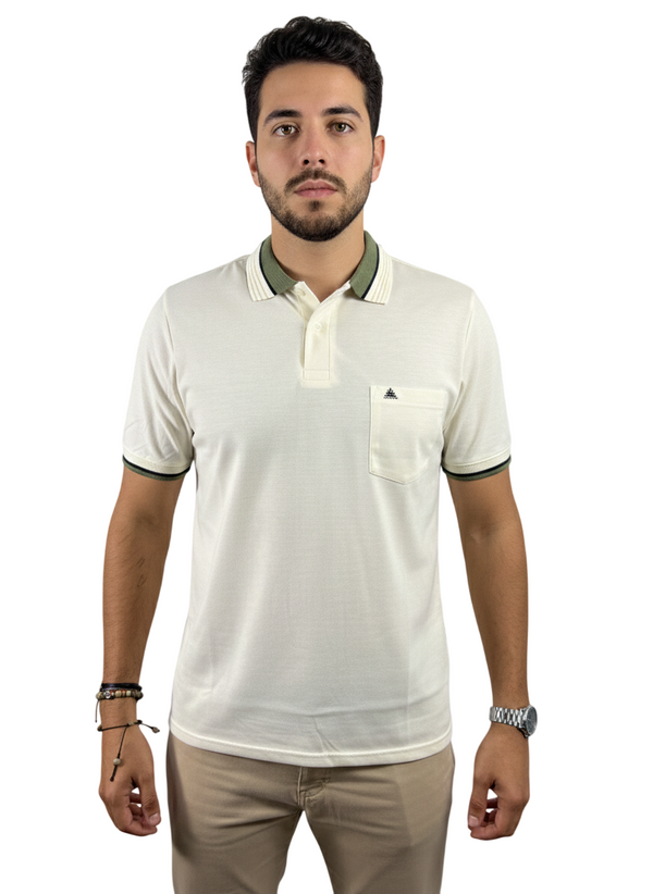 Camiseta tipo polo para hombre beige Puntazul