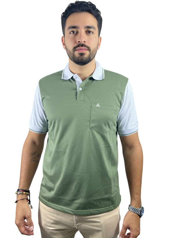 Camiseta tipo polo para hombre verde Puntazul