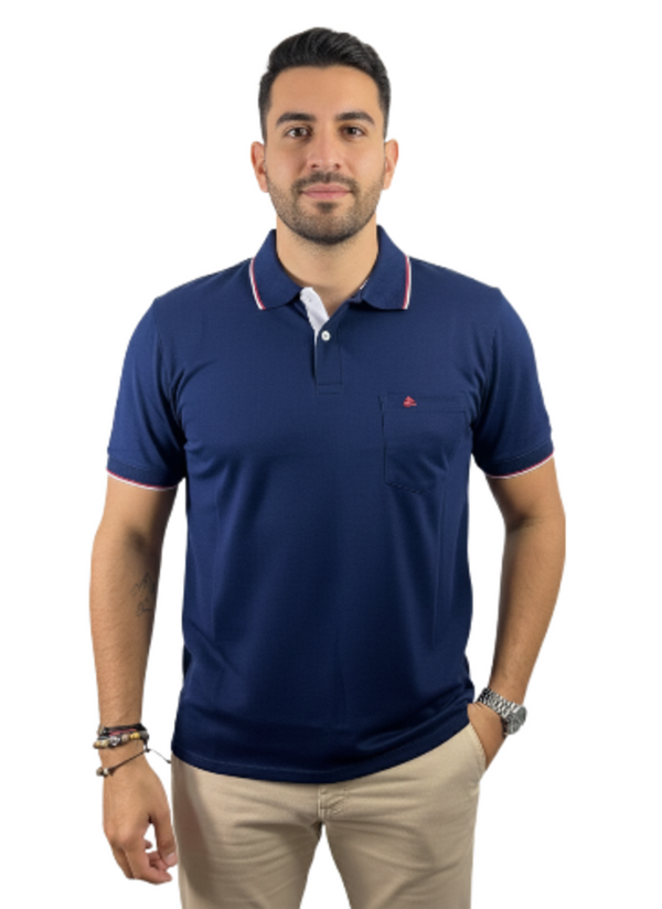 Camiseta tipo polo para hombre azul oscura Puntazul