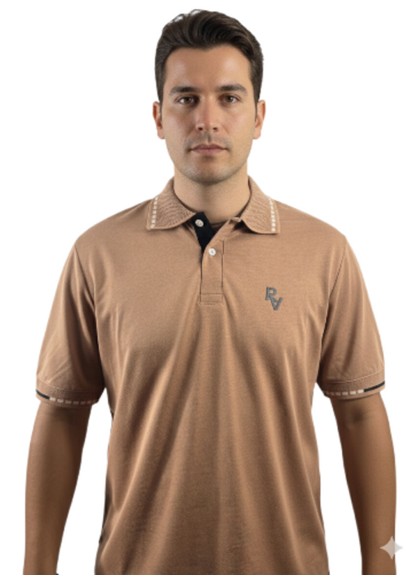 Camiseta tipo polo para hombre marron Puntazul