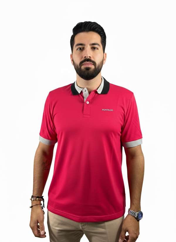 Camiseta tipo polo para hombre roja Puntazul
