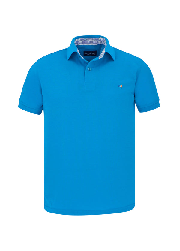Polo Hombre Bordada Azul Turquesa
